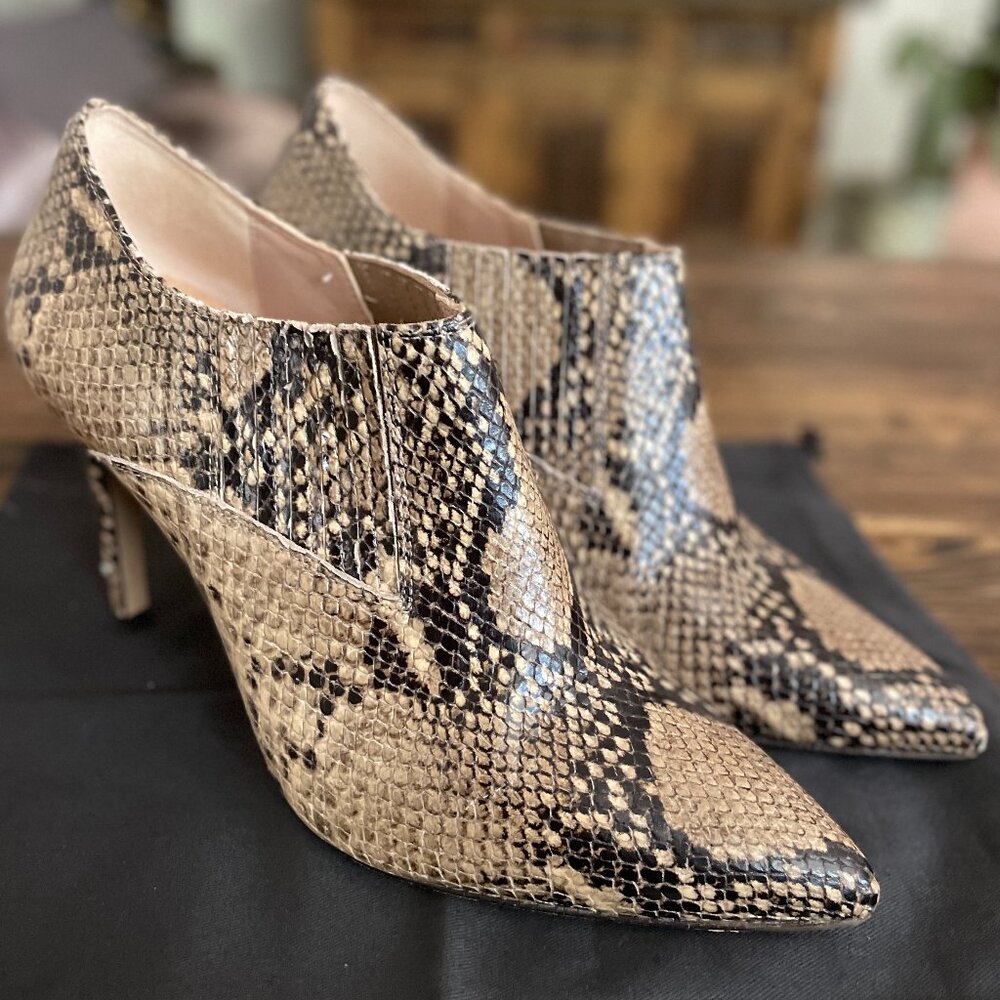 Inez Marisol 90 Snakeskin low-cut stiletto-heeled bootie